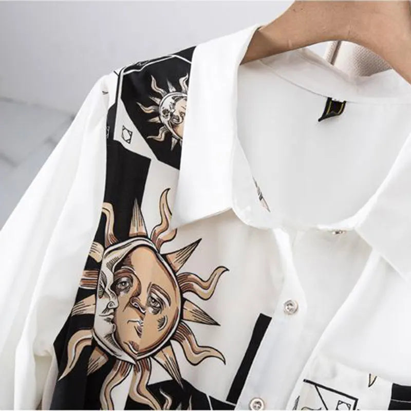 Print Vintage A-Line With Belt Loose Polo Neck Women's Dress Single-Breasted Knee Length Dresses For Women Clothing 2024 Fashion