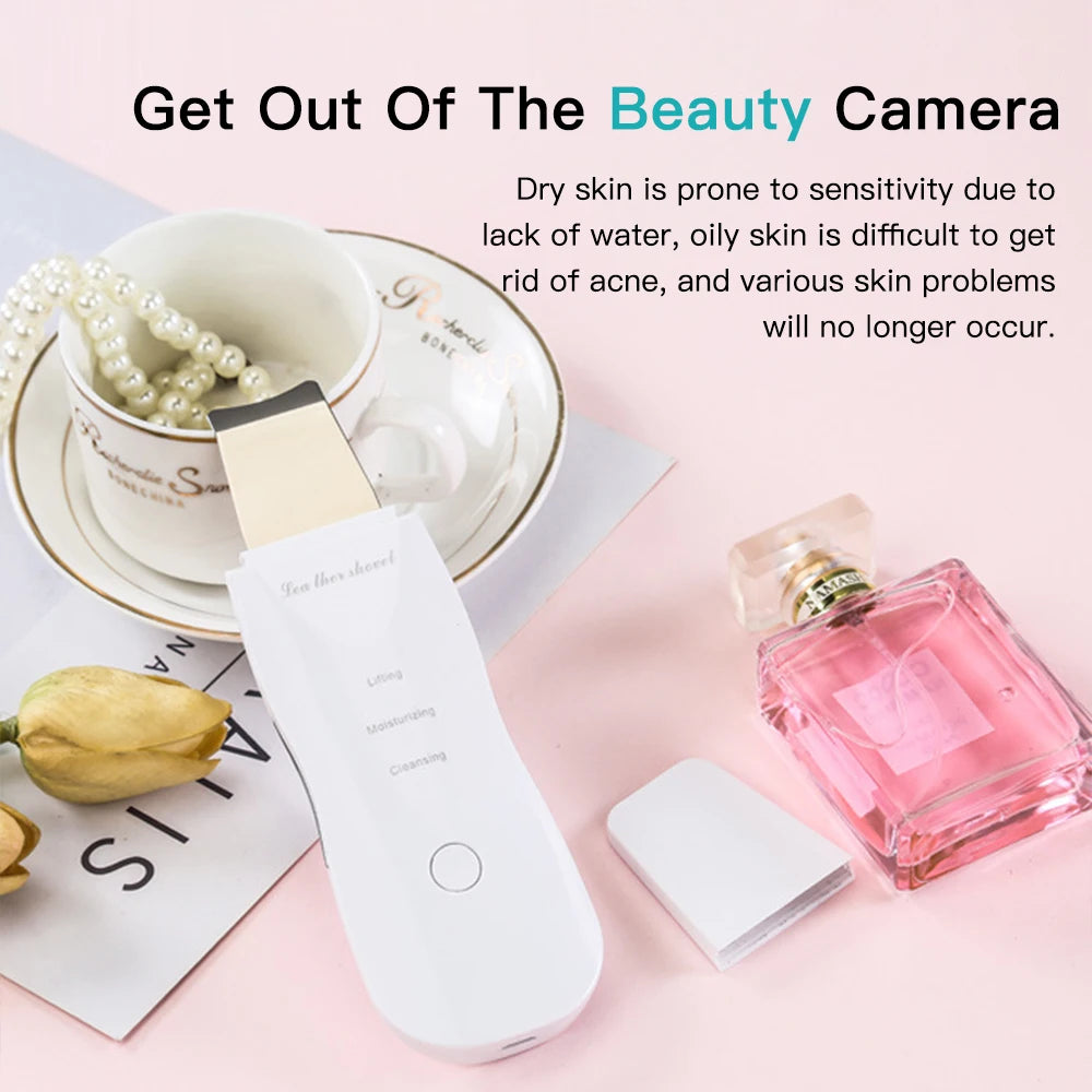 Electric Ultrasonic Skin Scrubber Vibration Face Spatula Peeling Blackhead Remover Facial Lifting Cleansing Ultrasonic Skin Care