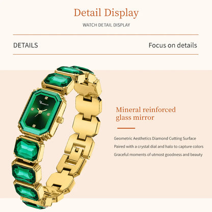 1PC Luxury Women's Watch Fashion Stainless Steel Gold Gorgeous Water Diamond Square Quartz Movement Gift Wrist Watches for Women Badiee Stylez