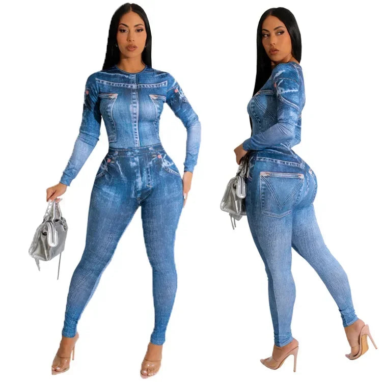 Fashionable Printed Long Jumpsuit Women's Clothing  Amazon Best Seller New Style Tight Fitting European And American Wear Badiee Stylez