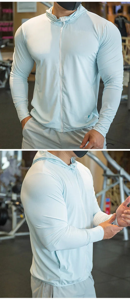 2023 new Men's Jacket Zip Hoodie Long Sleeve T-shirts Gym Sports Clothing Running Male Coat Jackets For Men Hooded Sweatshirts