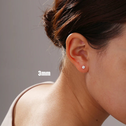 Crystal Zircon Real 925 Sterling Silver Earrings Channel Cubic Zirconia Silver Stud Earrings for Women Sterling Silver Jewelry