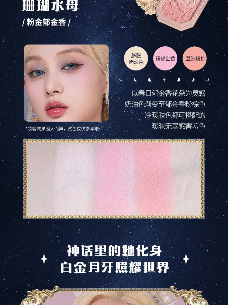Flower Knows Cheek Blush Moonlight Mermaid Tri-Color Gradient Blusher in Matte Finish Vegan Cruelty Free Private Label Makeup