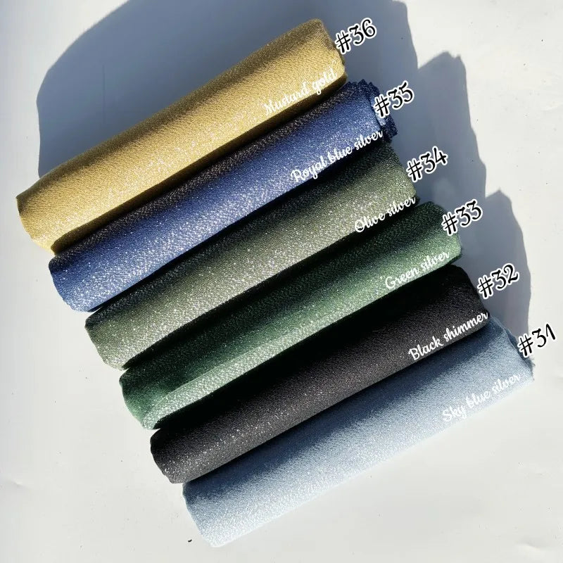 Lastest Brand Design Scarf Shiny Solid Color Shawls Rayon Fabric Gold Silk Silver Wire Head Shawl Fringe Hijab For Women