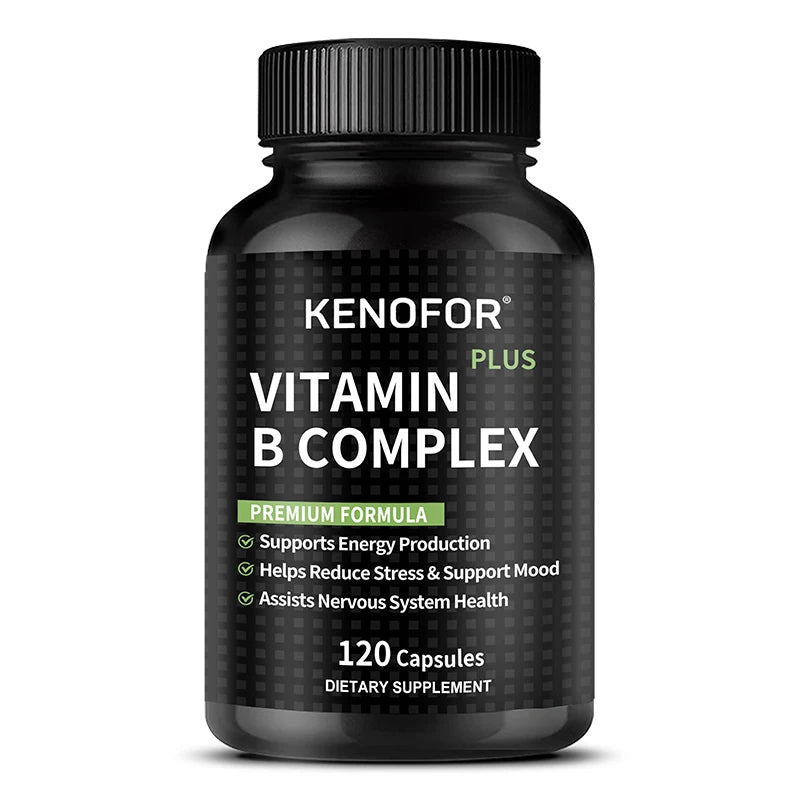 High Strength Vitamin B Complex - 120 Veggie Capsules - Helps with Stress, Mood, Energy, Promotes Nervous System Health 120 count United States