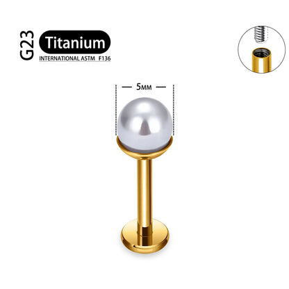 ASTM F136 Titanium 16G Bowl shaped Pearl Earring Helix Tragus Cartilage Stud Earlobe Lip Piercing Jewelry gold 5mm