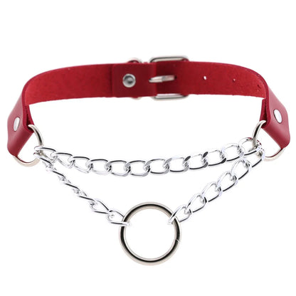 Punk Red Choker Necklace PU Leather Sexy Spiked Neck Strap Clavicle Collar Men Necklaces Hollween Women Y2K Jeweley Gift P095 red