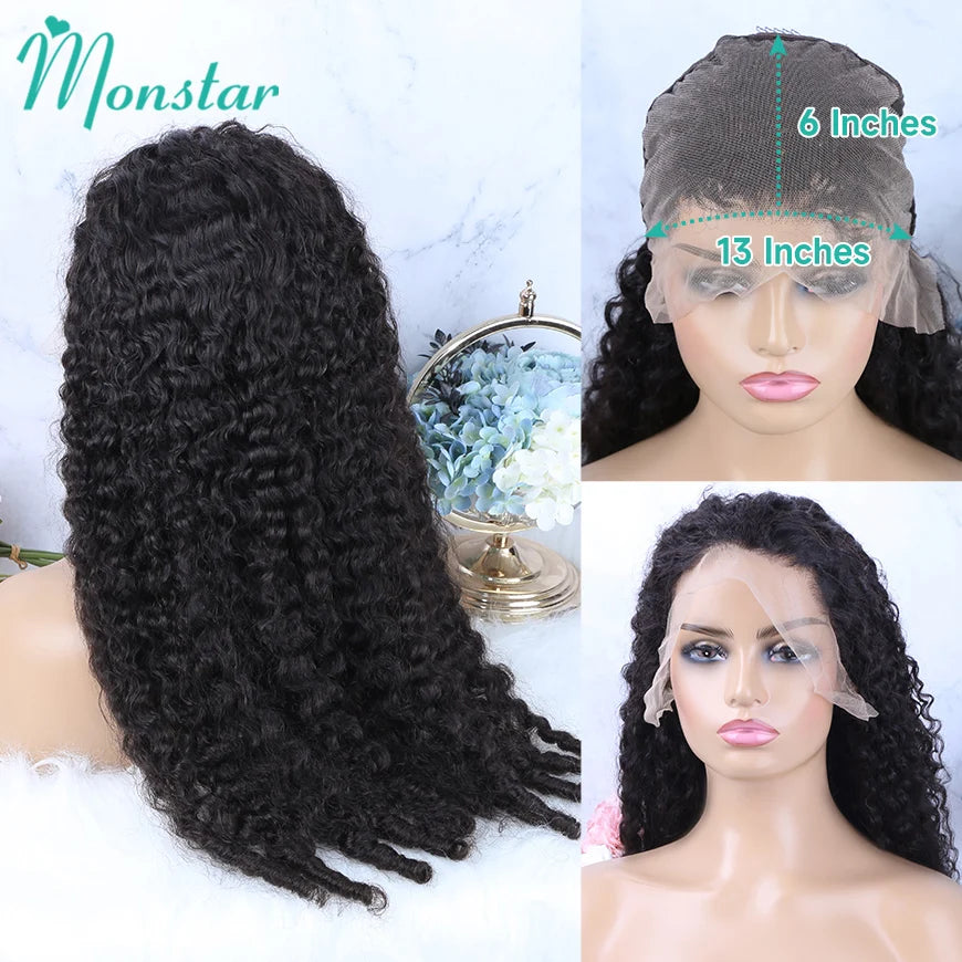 300% Density Burmese Curly Human Hair Wigs 13x4 13x6 HD Full Lace Frontal Wig 100% Human Hair Wigs with Spiral End Natural Black Badiee Stylez