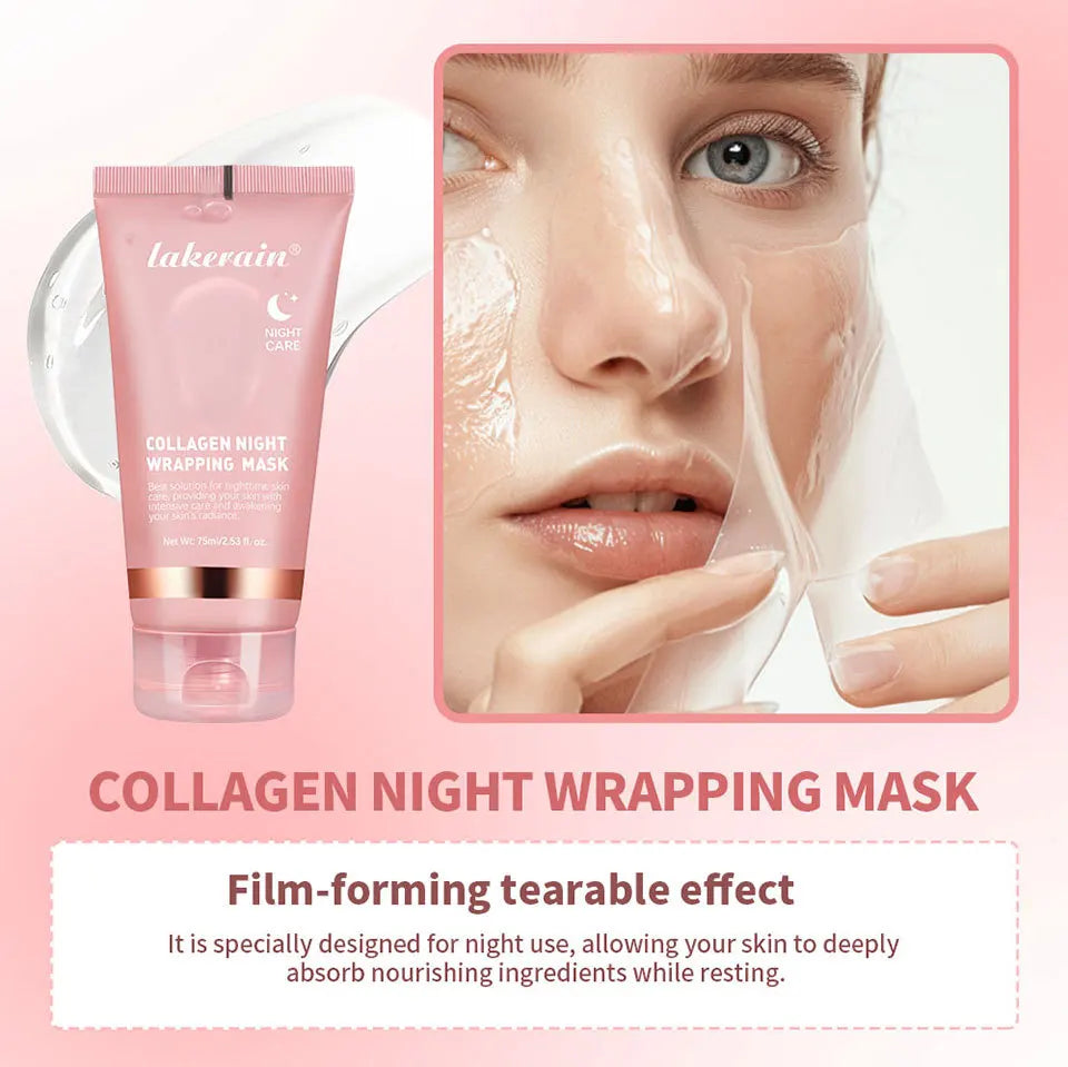 Collagen Peel-off Mask Moisturizing Deep Cleansing Anti Wrinkle Face Skin Care Masks Hydrating Overnight Collagen Mask Cream.