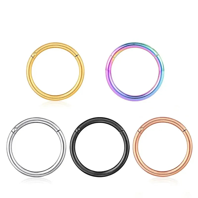 Surgical Steel Nose Rings Hinged Segment Ear Cartilage Tragus Earrings Helix Hoops CZ Septum Clicker Piercing Body Jewelry