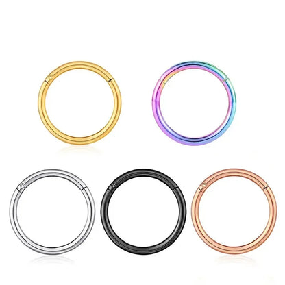 Surgical Steel Nose Rings Hinged Segment Ear Cartilage Tragus Earrings Helix Hoops CZ Septum Clicker Piercing Body Jewelry