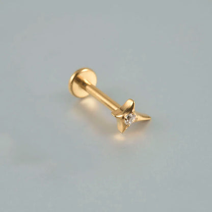 ASTM F136 Solid Titanium Internally Threaded Cross Cz Cartilage Earrings Stud Helix Tragus Lobe Piercing Labret Lip Ring Jewelry 10 CHINA 1.2x8mm (1PC)