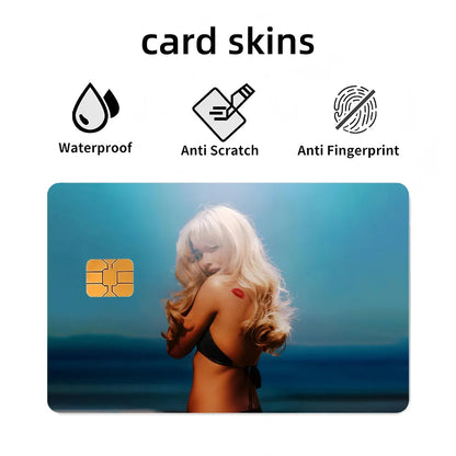 Singer S-Sabrina C-Carpenter Card Stickers 4pcs PVC Credit Card Skin Stickers Removable Self-adhesive Protective Film Badiee Stylez