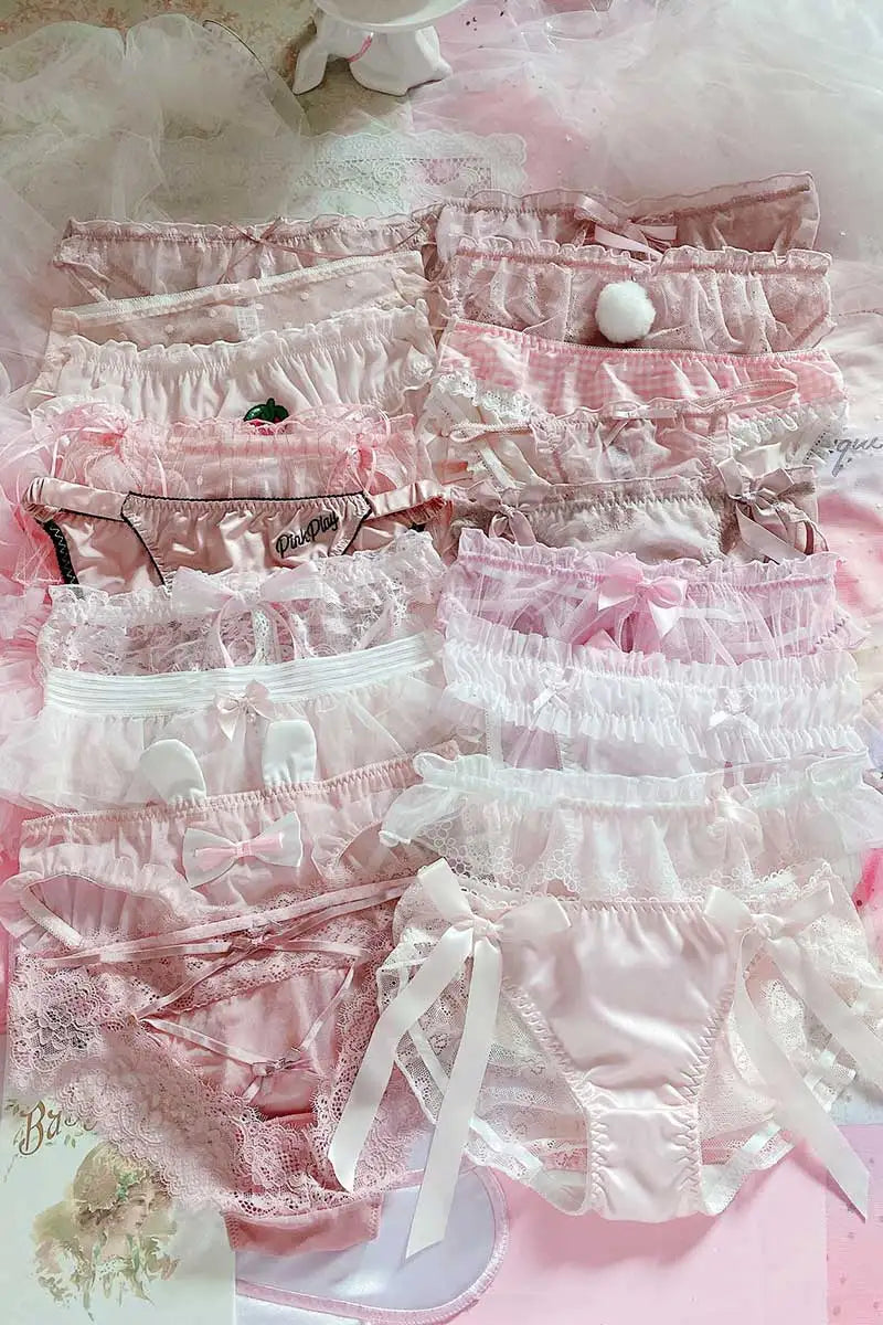 Japanese-Style Soft Girl Thin Transparent Pink Lolita Lolita Loli Lace Cute Sexy Underwear Fat