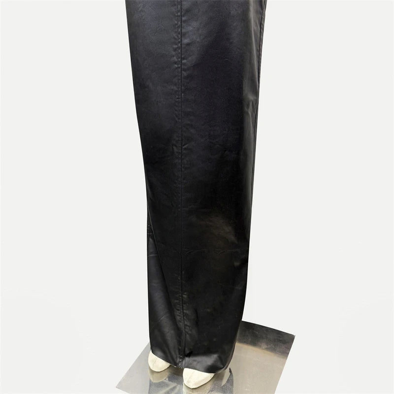 Women's dress New sexy backless long dresses for autumn 2025 PU coated hip hugging dress party dresses y2k floor length dress