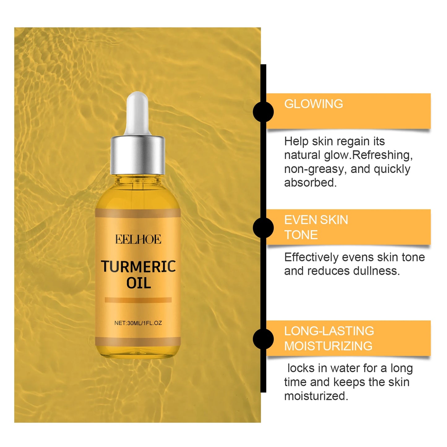 Turmeric Facial Oil Lightening Face Moisturizing & Skin Repair Smooth Deep Moisturizing Brightening Skin Care Essence Oil