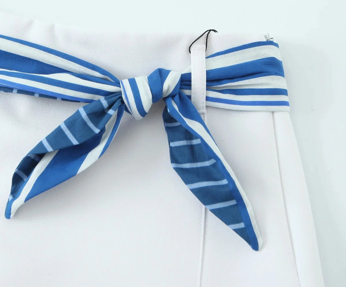 TRAFZA Sweet High Street Slim Lady Set Contrasting Colors Tops Or Belt Shorts 2025 Summer Fall Fashion Holiday Cute Shorts Set Badiee Stylez