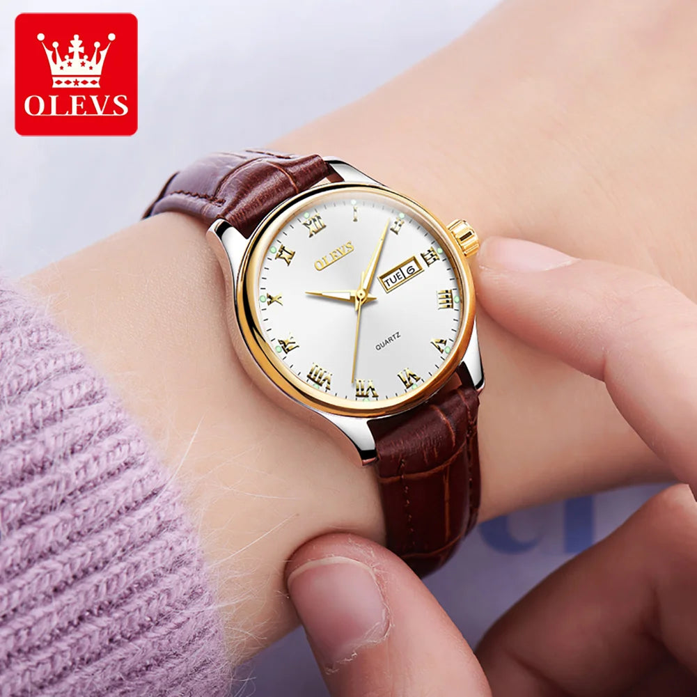 OLEVS Brand Belt Style Double Calendar Quartz Women's Watch 5582