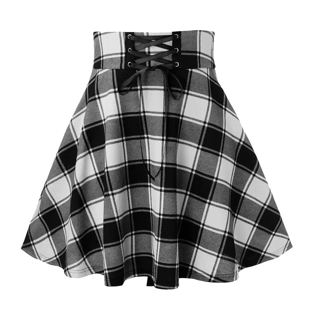 Black Checkered Women's Gothic Skirt Women Pleated Plaid Skirts Spring Autumn Girl Hip Hop Female Punk Goth Mini Skirt Clubwear 8