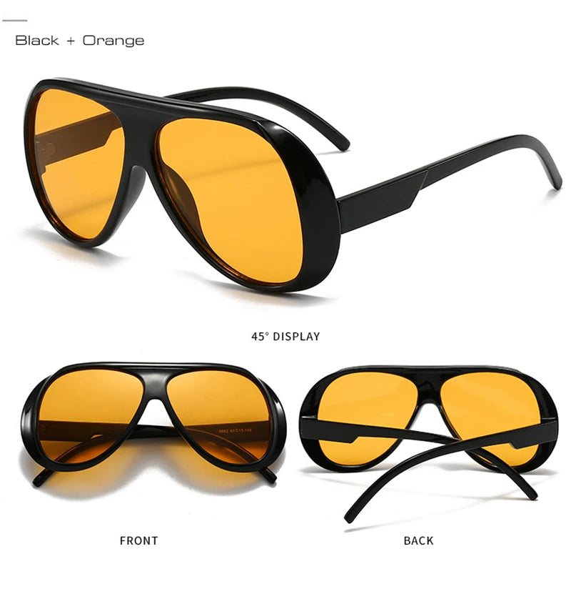 SHAUNA Fashion Oversized Pilot Men Sunglasses Retro Gradient Mirror Shades UV400 Women Sun Glasses