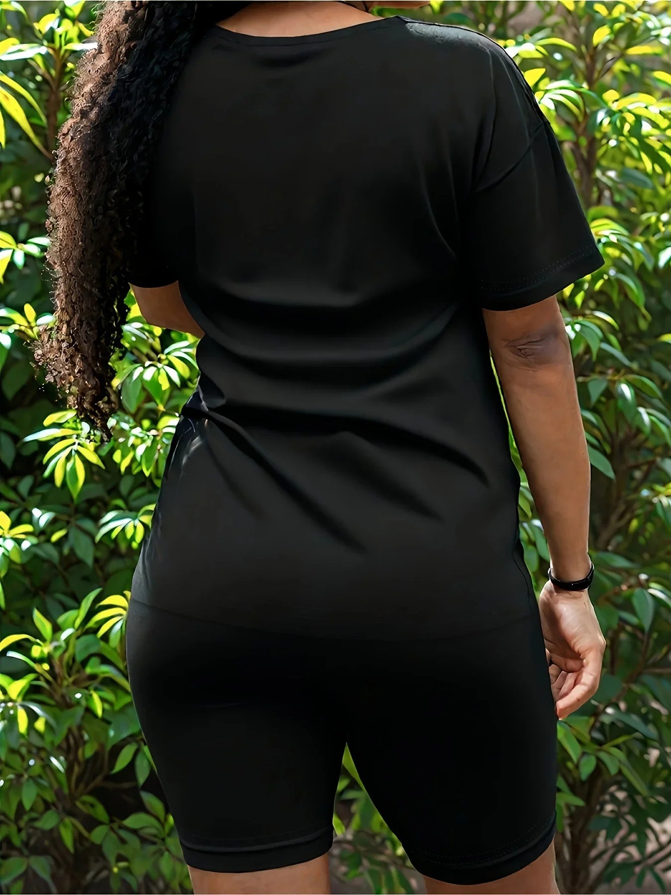 Women's summer Rose print loose size casual round neck short sleeved T-shirt shorts two-piece set Badiee Stylez