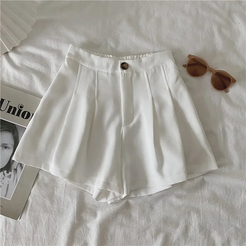 Casual White Women's Shorts 2024 New Summer Thin High-waisted Slimming A- line Wide-legged Hot Pants Petite Size WHITE