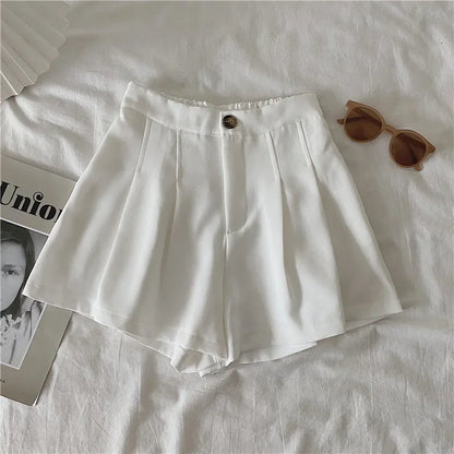 Casual White Women's Shorts 2024 New Summer Thin High-waisted Slimming A- line Wide-legged Hot Pants Petite Size WHITE