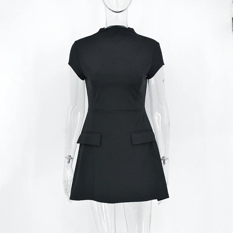 ALTGOTH Emo fashion sexy Mini Dress Women Streetwear Maxi Casual Elegant Party Basic Dresses 2024 New Alt Solid Casual Clubwear