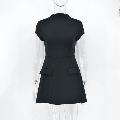 ALTGOTH Emo fashion sexy Mini Dress Women Streetwear Maxi Casual Elegant Party Basic Dresses 2024 New Alt Solid Casual Clubwear