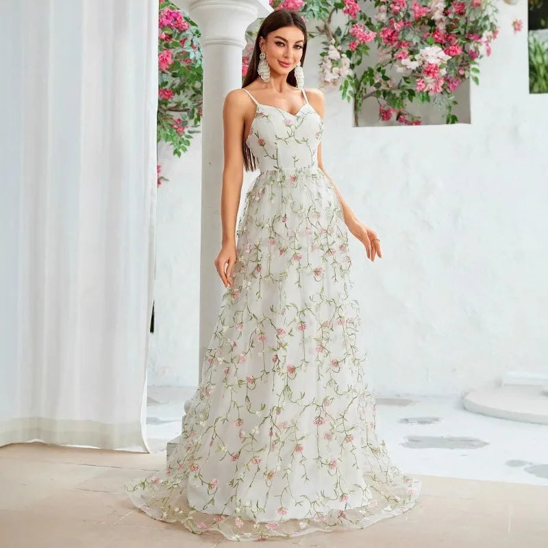 European and American Style Mesh New Embroidered Dress, Photo Party, Dance Party, Embroidered Evening Dress, Sweet Dress, 2025 Badiee Stylez