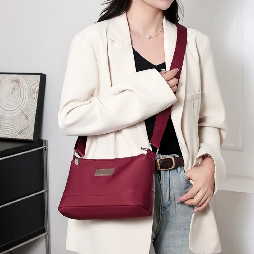 Waterproof Nylon Women Shoulder Bag Three Layers Handbag Ladies Crossbody Bags for Mother Girls Messenger Travel Daily Use Bags