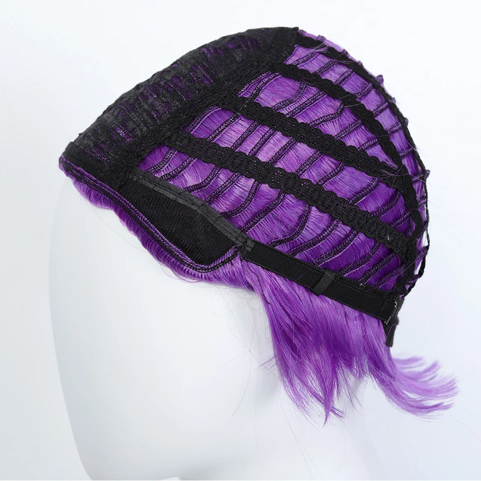 ﻿Synthetic Wig Kpop Girl Group Cosplay Wig Halloween Women mixed color Purple Synthetic Fiber Wig for Women Badiee Stylez