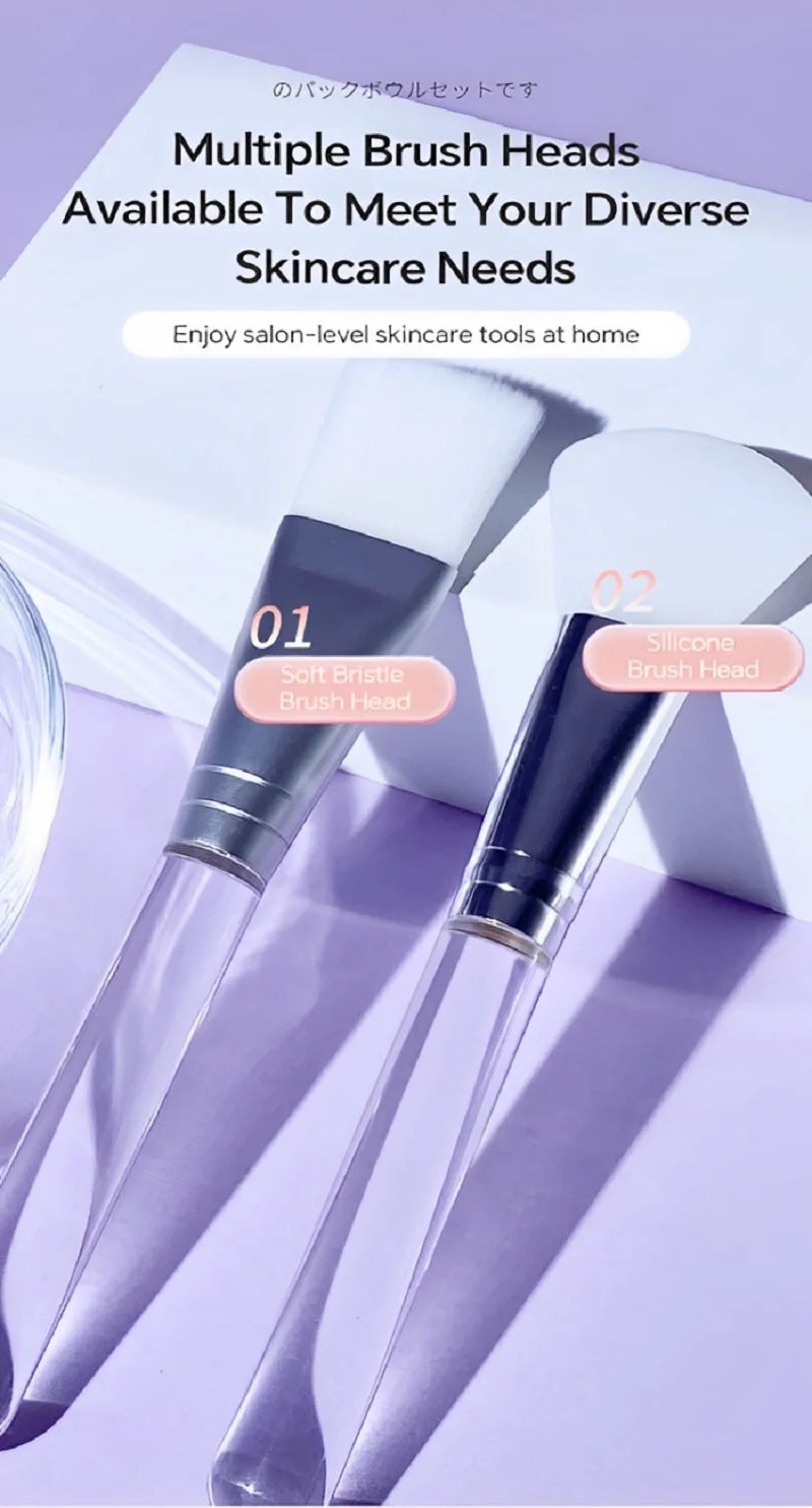 Skin Care DIY Mask Set Clear Rod Mud Mixing Bowl Spoon Set Soft Applicator Brushes for Face Deep Cleaning Portable Beauty Tools
