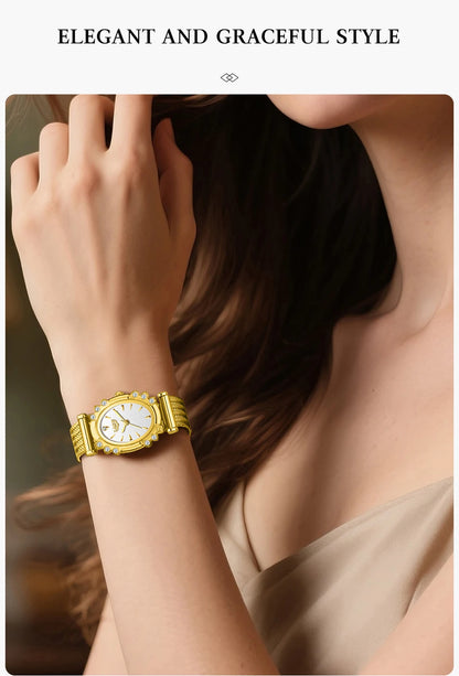 LIGE 2025 New Gold Square Watch For Women Simple Fashion Waterproof Quartz Ladies Watches Ultra-Thin Mesh Women's Bracelet Watch