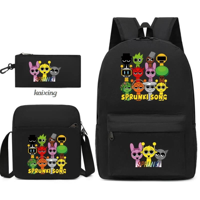 Hot Backpacks New Sprunki Students 3 PCS Set School Bag Teen Girl Boy Back To School Gift Leisure Mochila Teens Travel Bags Picture Color 3 16 inch