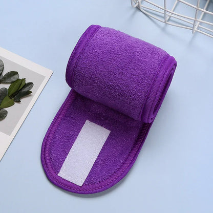 Hot Sale Soft Toweling Headbands for Face Washing Bath Makeup Hair Band for Women Adjustable SPA Headband Cosmetic Headband dark purple Size fits all