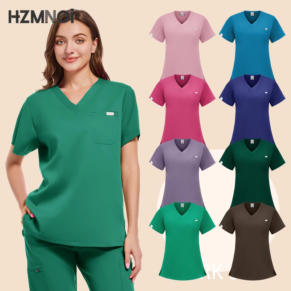 HZMNOI Thick Highquality Suit Unisex Pharmacy Nursing Hospital Doctor's Work Clothes Dental Clinic Beauty Salon Surgical Clothes Badiee Stylez