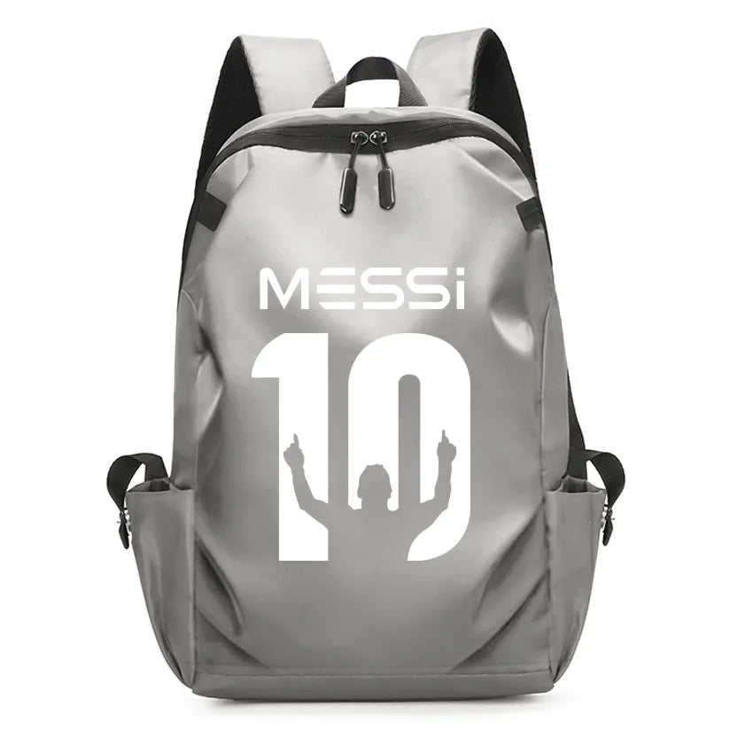 Football Super Stars MESSI Backpack Boy Girl Unisex College Student Backpack Women Men Laptop Teens Student USB Port Rucksack Grey B063
