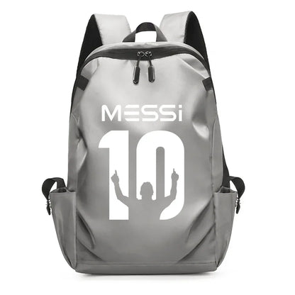 Football Super Stars MESSI Backpack Boy Girl Unisex College Student Backpack Women Men Laptop Teens Student USB Port Rucksack Grey B063