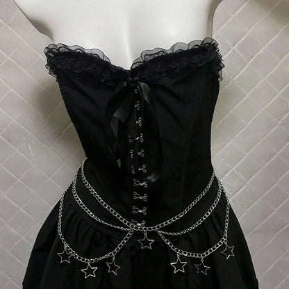 Punk Goth Steam Five-Pointed Star Waist Chain,JK Accessory Skirt Chain,Subculture Waist Belt,Y2K
