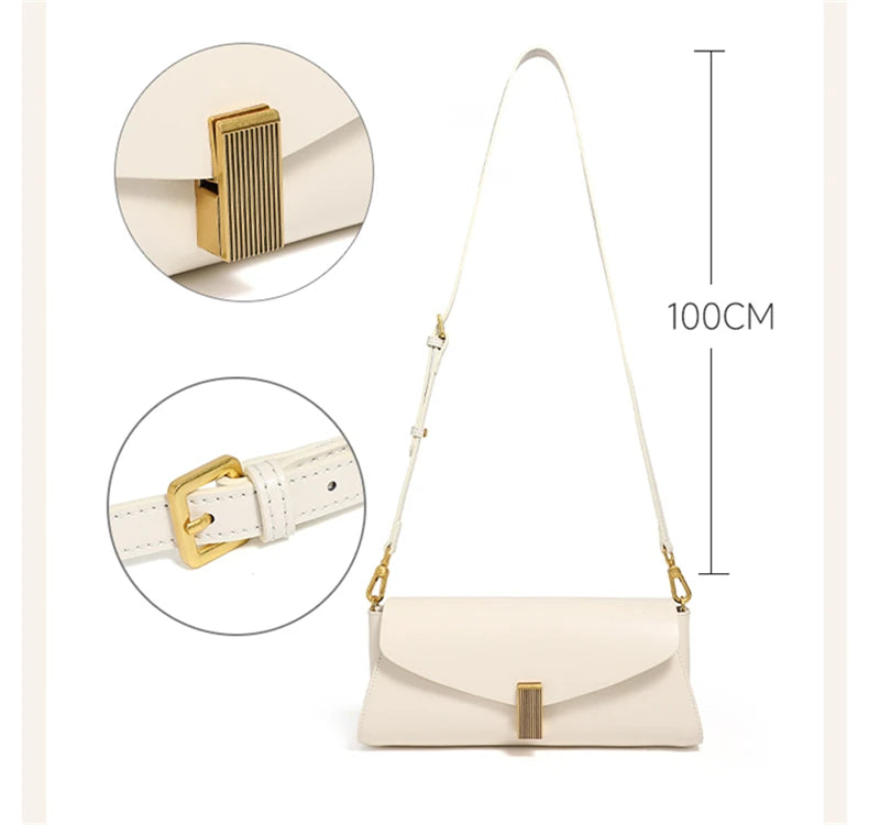 Toptrends Genuine Leather Underarm Shoulder Bags For Women 2025 Luxury Designer Crossbody Purses Envelope Flap Ladies Handbags