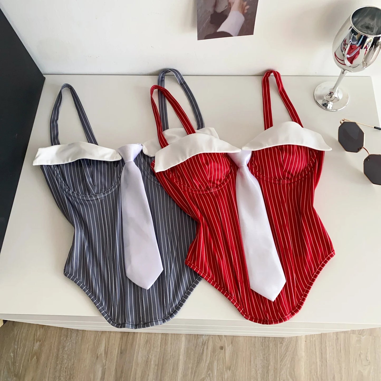 SINGREINY Summer Corset Stripe Tank Top Women Tie Strapless Chic Backless Hotsweet Camis 2025 Streetwear Club Sexy Mini Top