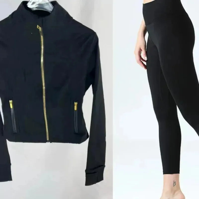 2025 Gold Label Short Sport Jacket Set Women's Yoga Clothes Slimming Fitness Jacket Active Wear Exercise Clothing Female Badiee Stylez