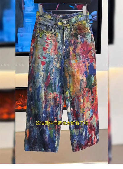 Y2k Jeans New Harajuku Hip Hop Camouflage Retro Oversize Denim Pants Fashion Women Clothing Straight Leg Wide Leg Jeans Streetwe
