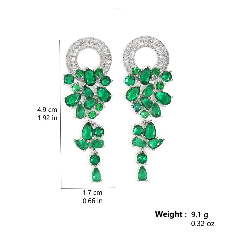 ZAKOL Vintage Sparkling Zircon Flower Dangle Earrings for Women Luxury Crystal CZ Bridal Long Earring Engagement Jewelry Gift