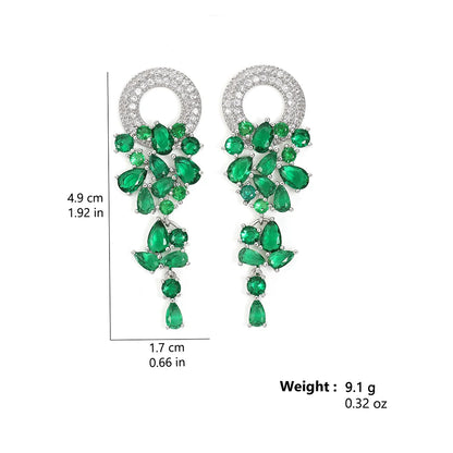 ZAKOL Vintage Sparkling Zircon Flower Dangle Earrings for Women Luxury Crystal CZ Bridal Long Earring Engagement Jewelry Gift