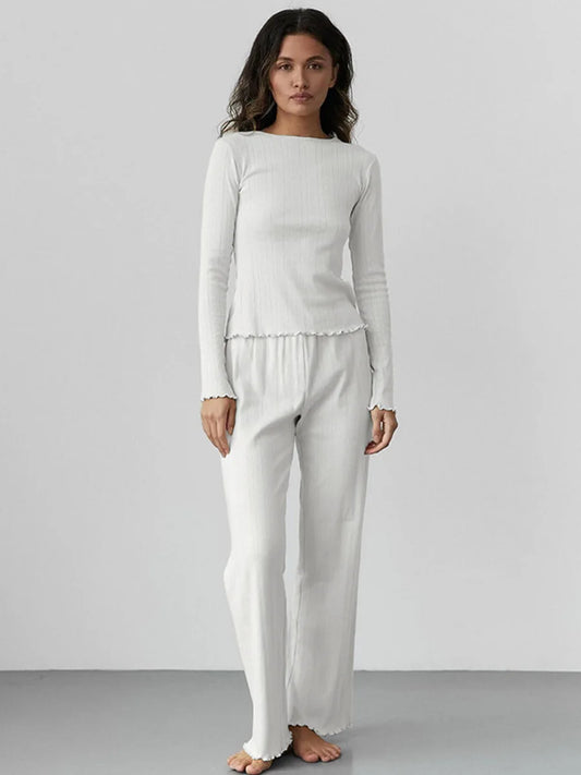 Mozuleva Love Jacquard Long Sleeved Pajamas Set Women's Spring Knitted Cardigan Pants Pajamas Comfortable Women Home Clothes