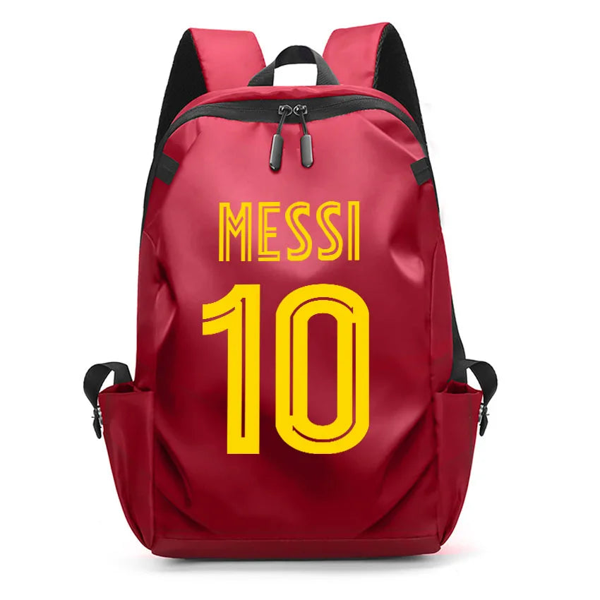 Football Super Stars MESSI Backpack Boy Girl Unisex College Student Backpack Women Men Laptop Teens Student USB Port Rucksack Red B065