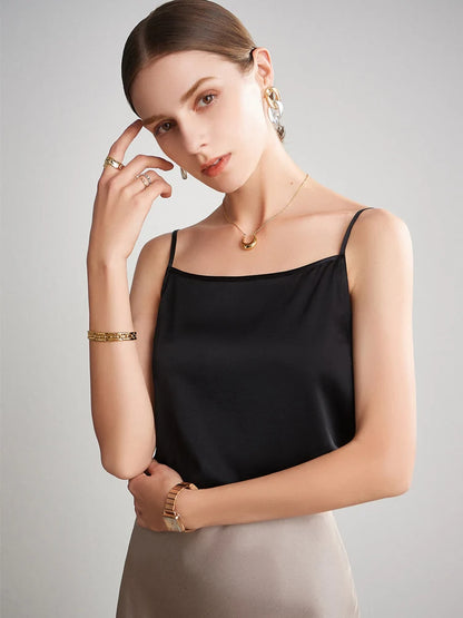 SuyaDream, Women 100%Real Silk Camisoles, 19MM, Solid Cozy Camis, 2024 Spring Summer Basic T shirts, White, Pink, Beige