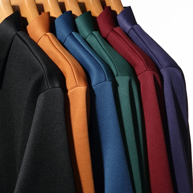 Men's Solid Color Long Sleeved POLO Shirt Casual Fashion Top Badiee Stylez